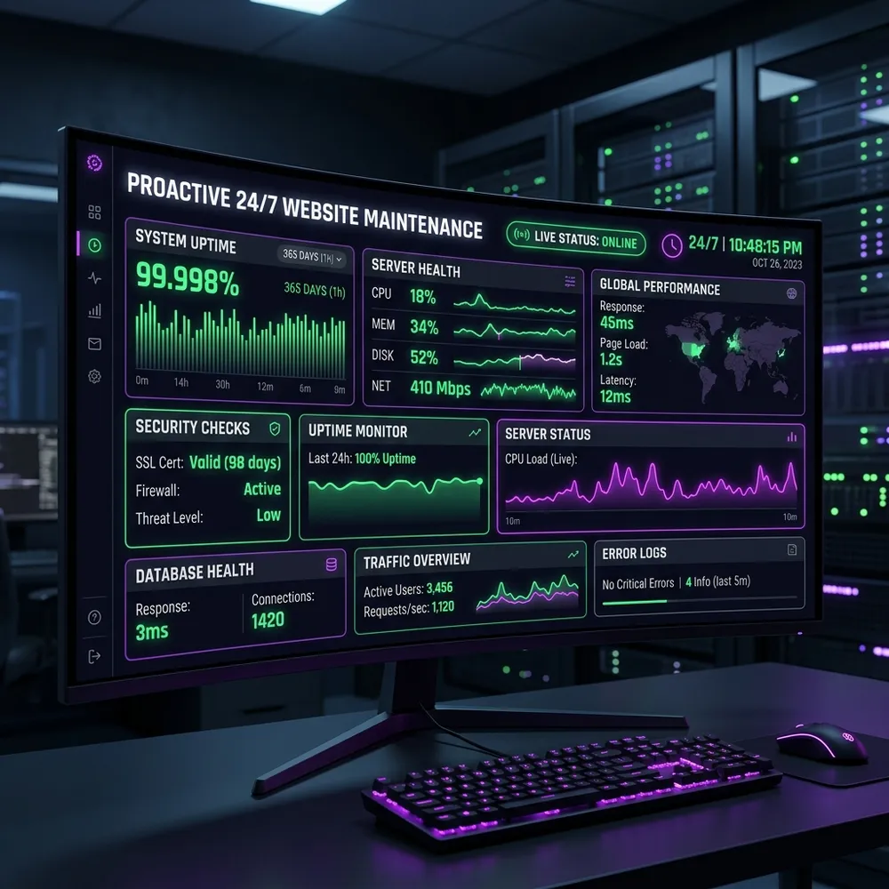 Mentenanță tehnică continuă pentru afaceri și site-uri corporate